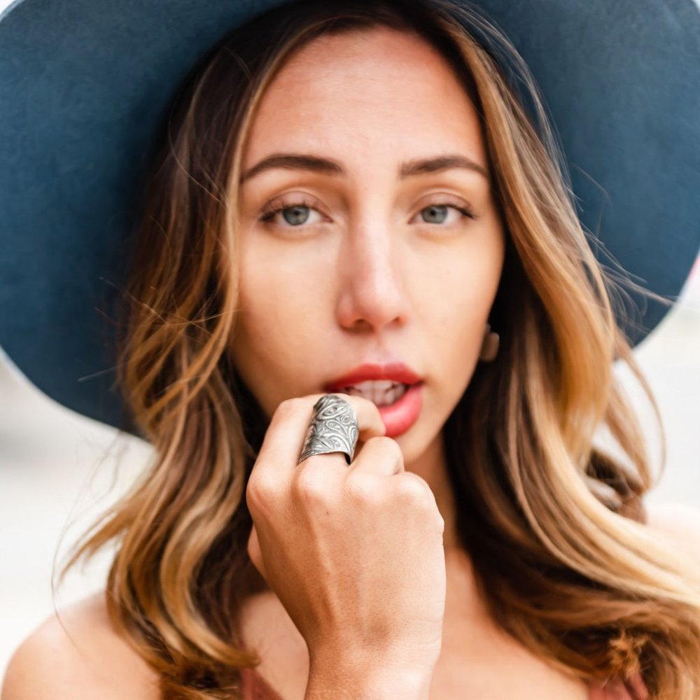 Etched Silver Adjustable Ring - image 1